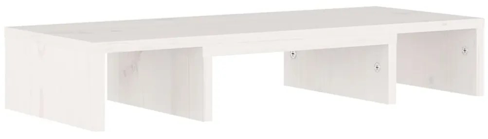 Supporto per monitor bianco 60x24x10,5cm legno massello di pino