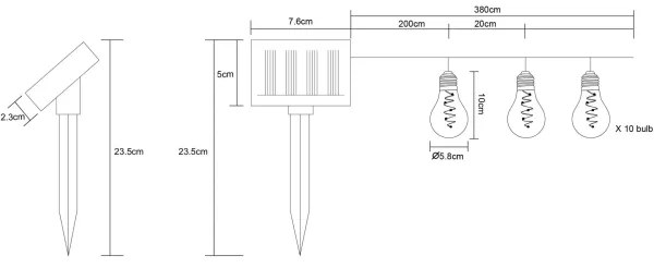 Globo 33708-10 - Catena LED solare 10xLED/0,06W/3,2V IP44