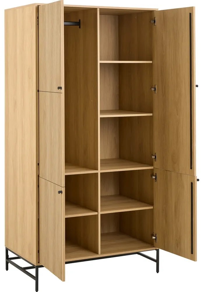 Armadio effetto rovere in colore naturale 99x200x60 cm Albany - Actona