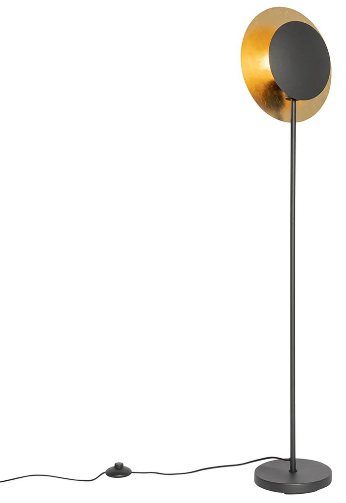 Lampada da terra Art Déco nera con oro - Emilienne
