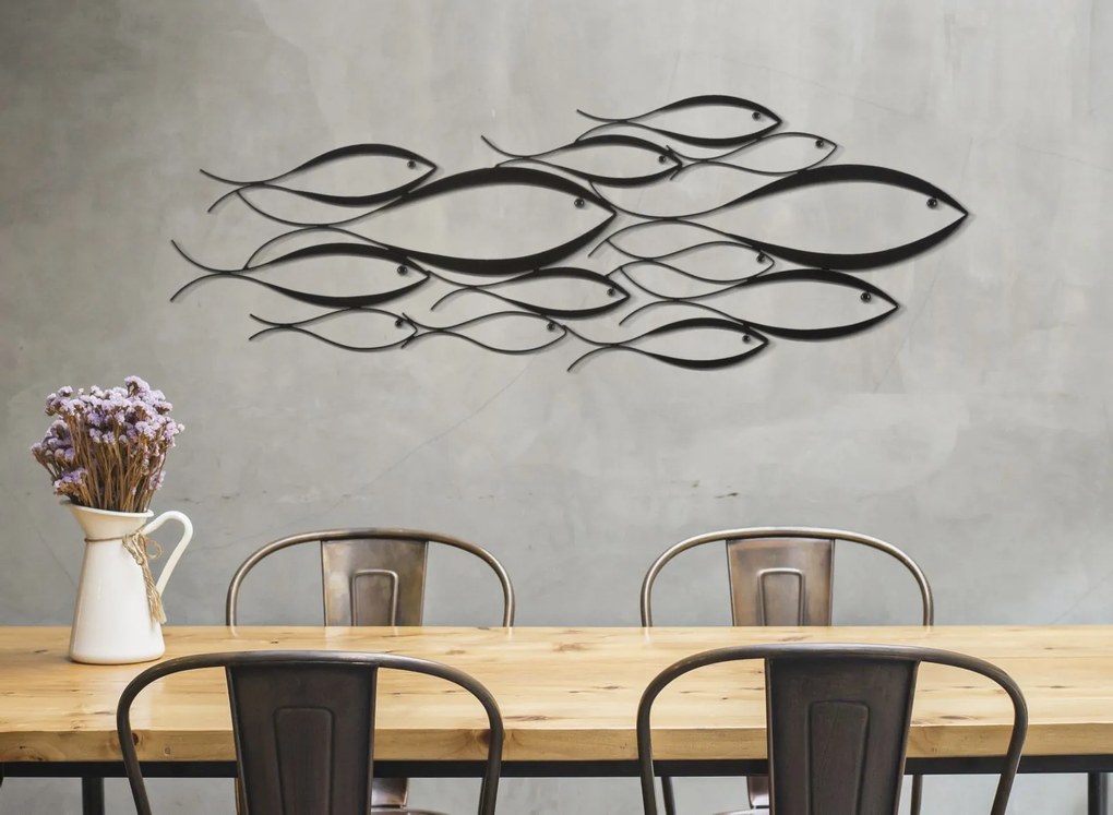 Pannello Decorativo da Parete Fishy in Metallo 3D cm 100x1x35