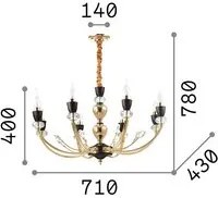 Sospensione Contemporanea Vanity Metallo Oro 8 Luci E14