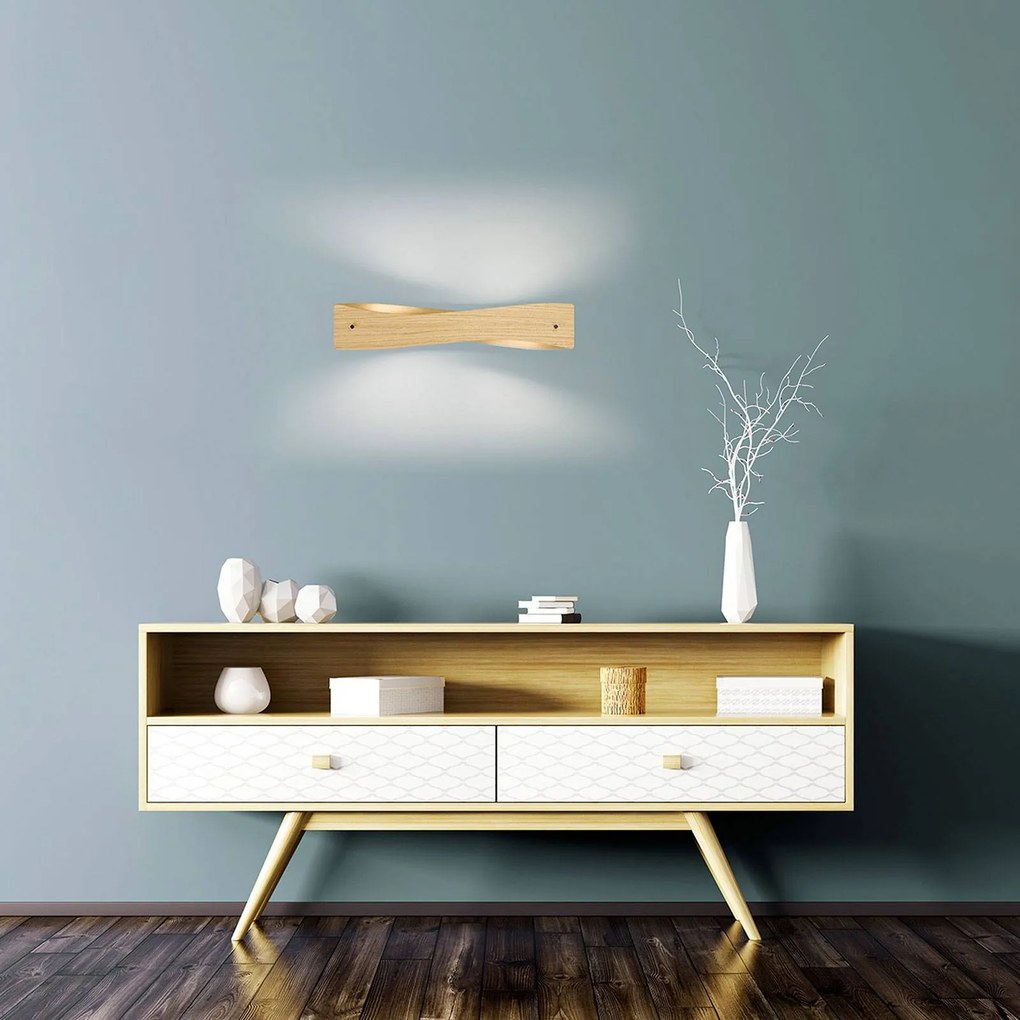 Quitani Applique a LED Lian, legno di quercia