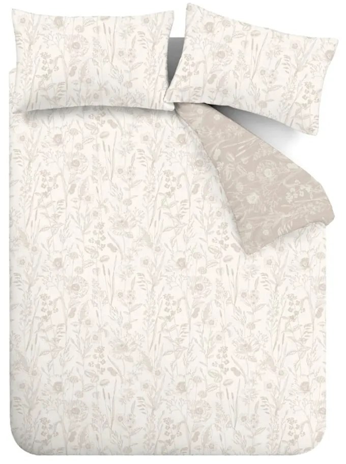 Biancheria da letto beige in flanella per letto matrimoniale 200x200 cm Floral Toile - Bianca