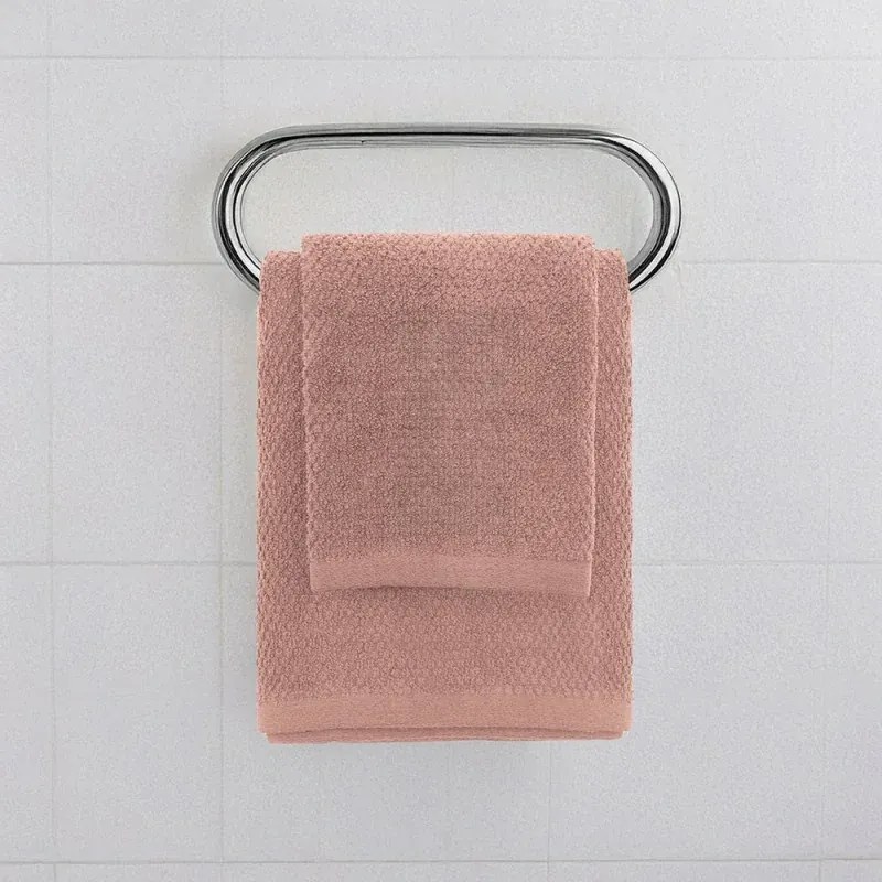 Set asciugamani bagno rosa per viso e ospite in cotone puro Spring