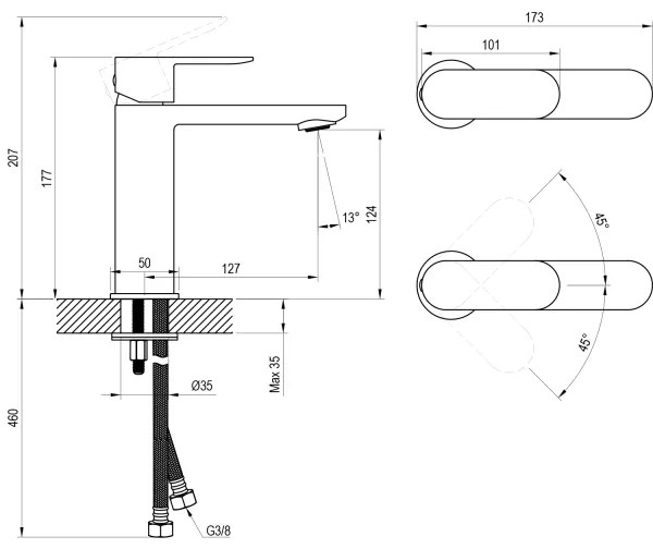 Ravak X070458 - Miscelatore per lavabo CHROME 17,7 cm nero