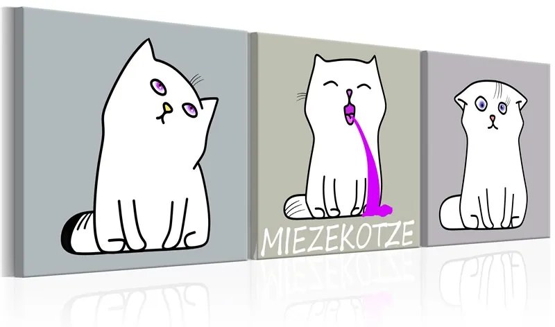 Quadro  Miezekotze: Cat Trio  Colore Verde, Dimensioni e Misure 120x40