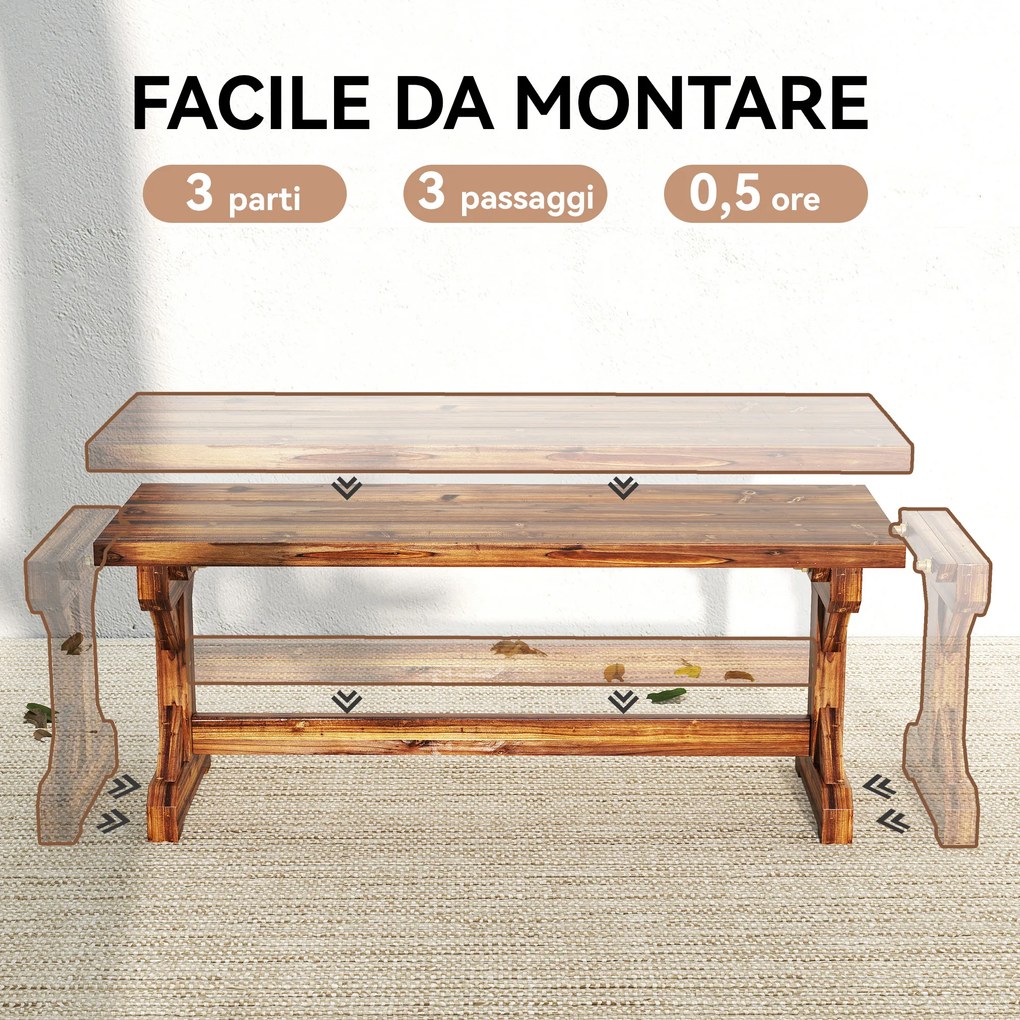 Panca da Giardino 2 Posti 114x40x46 cm Senza Schienale in Stile Rustico in Legno di Abete...