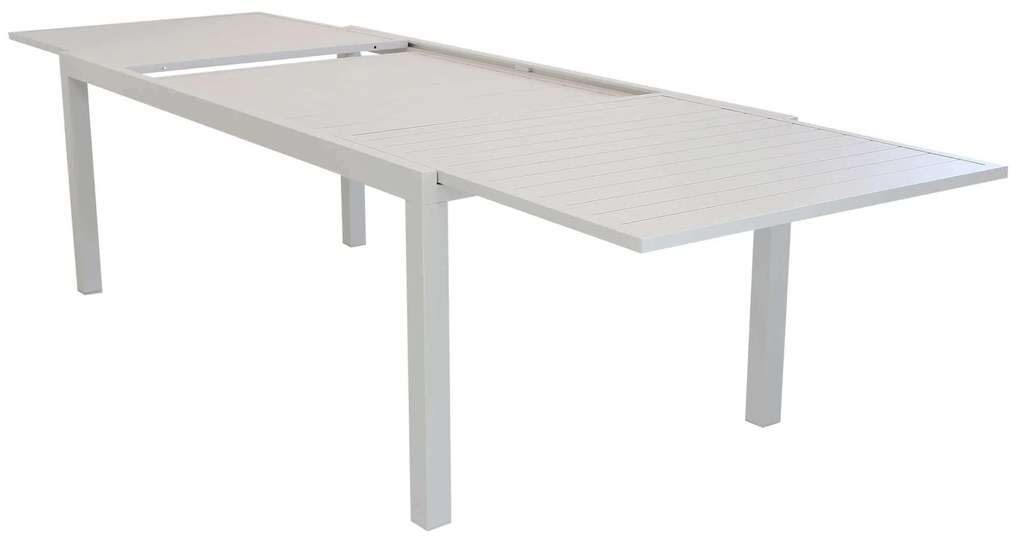 DEXTER - set tavolo in alluminio cm 200/300 x 100 x 74 h con 6 sedie e 2 poltrone Dexter