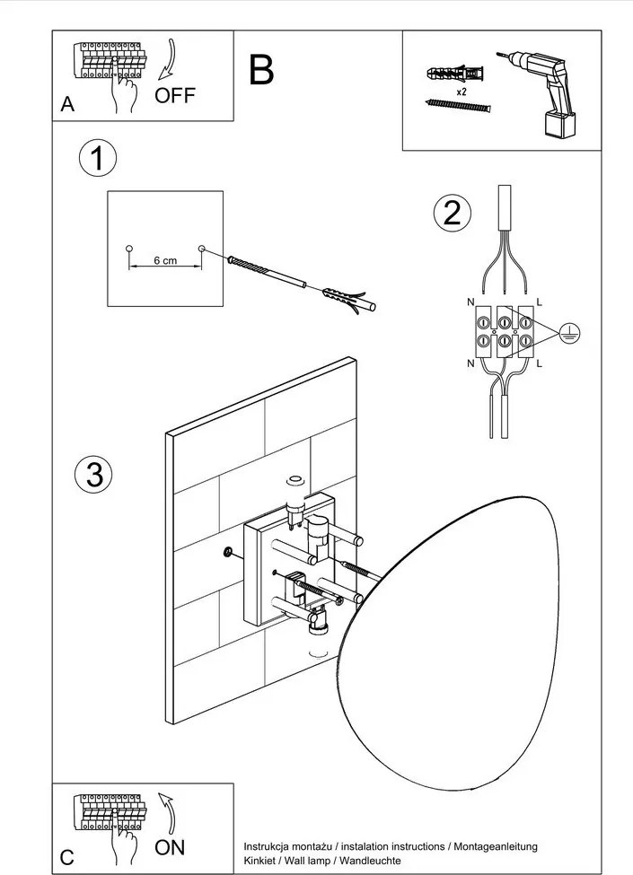 Lampada da parete nera Junker - Sollux