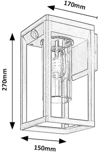 Rabalux 77086 - Applique da esterno ZERNEST 1xE27/15W/230V IP54 nero
