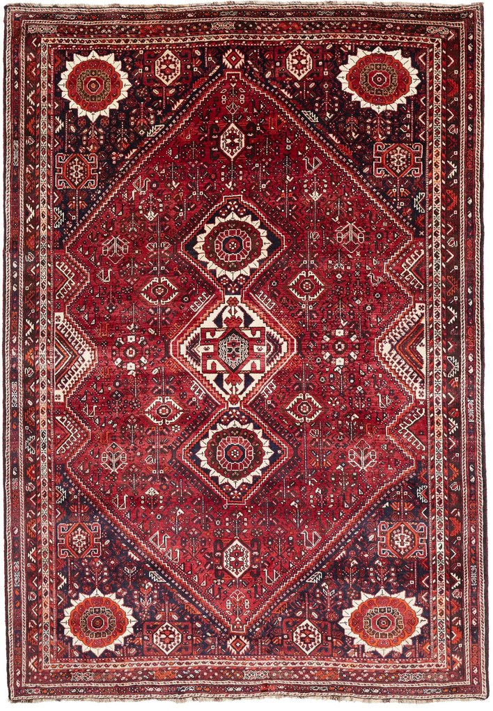 Shiraz Tappeto 310 x 220 Blu (Iran) Annodato A Mano