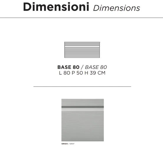 Cassetto bagno portalavabo 80 cm sospeso in PVC RIO Grigio