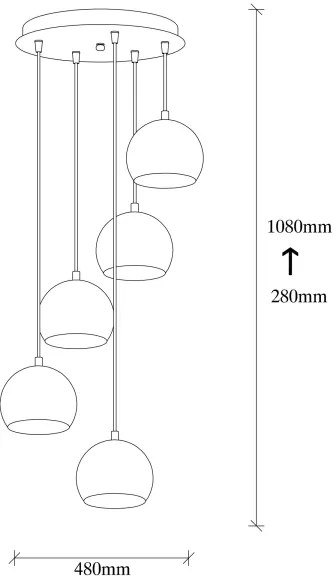 Lampadario a sospensione con filo SIVANI 5xE27/40W/230V rame
