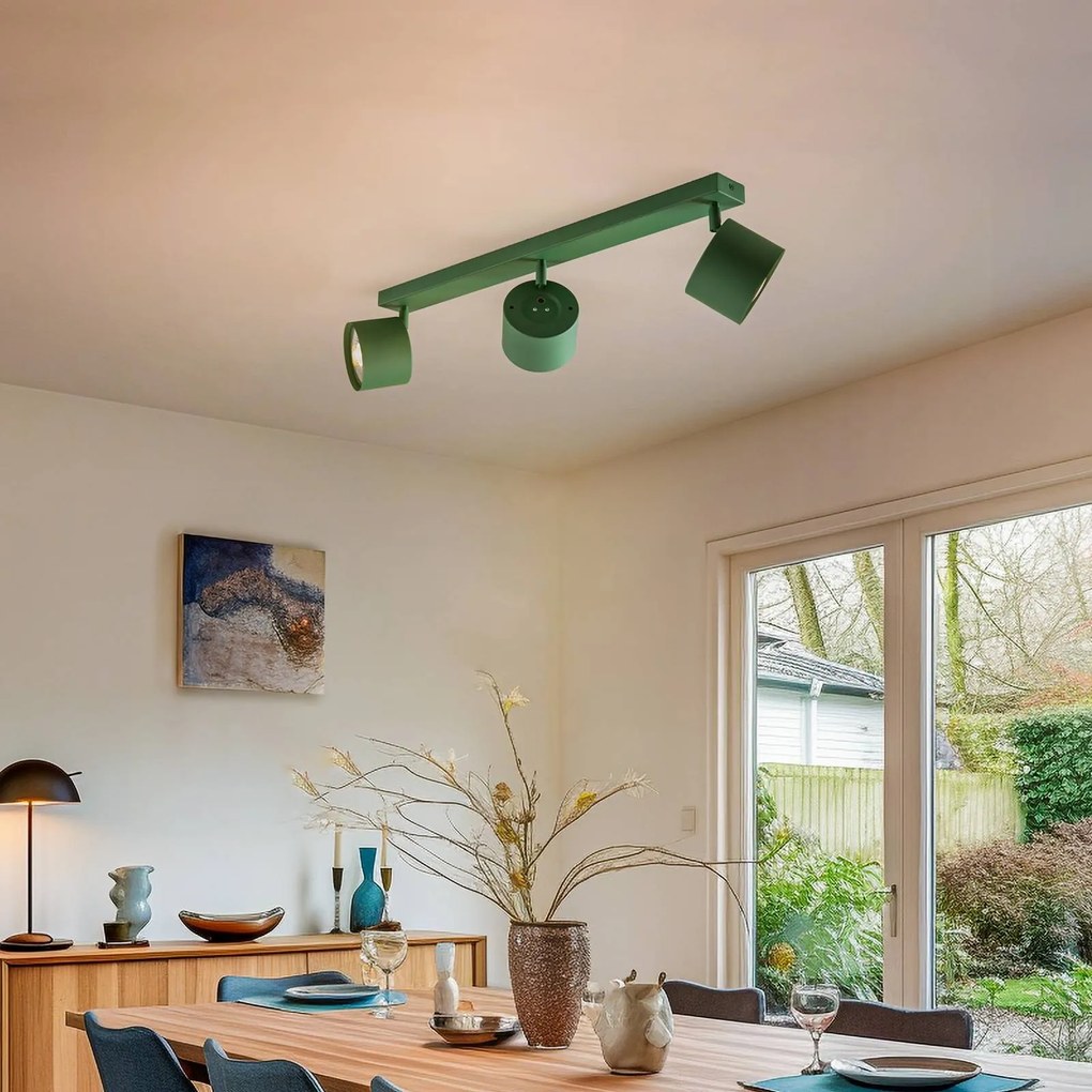 Argon Faretto da soffitto Chloe orientabile a 3 luci, verde