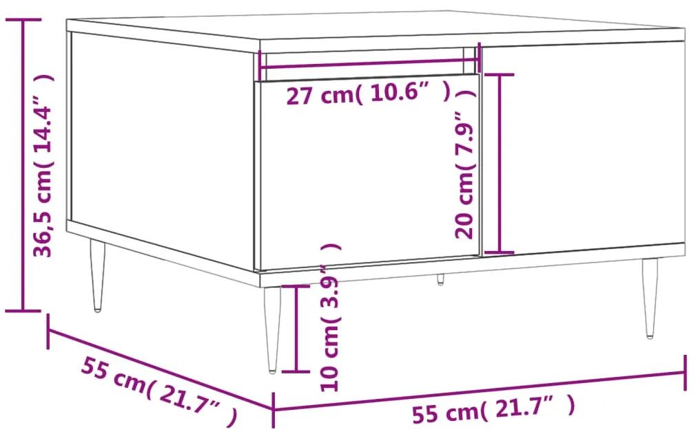 Tavolino da Salotto Rovere Fumo 55x55x36,5 cm Legno Multistrato