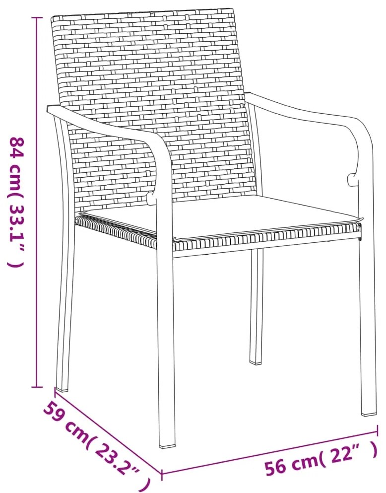 Sedie da Giardino con Cuscini 6pz Marroni 56x59x84cm Polyrattan