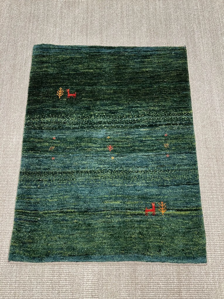 Gabbeh Tappeto 110 x 80 Verde (Iran) Annodato A Mano