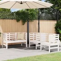 Set Salotto da Giardino 3 pz Bianco in Legno Massello di Pinocod mxl 86170