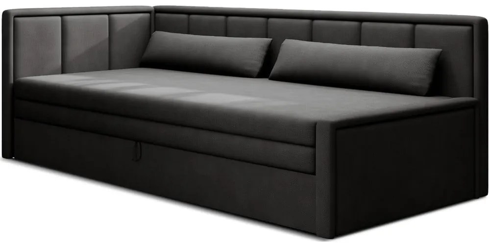 Divano grigio scuro allungabile/con contenitore e rivestimento in ciniglia 214 cm Fulgeo – ELTAP