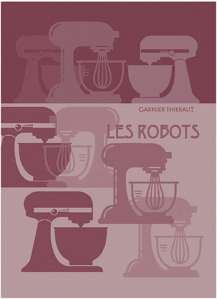 Set di 4 strofinacci jacquard Les Robots Framboise