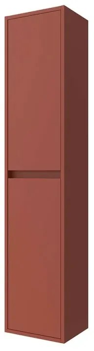 Colonna bagno sospesa 140 cm rosso satinato ripiani regolabili Gaya