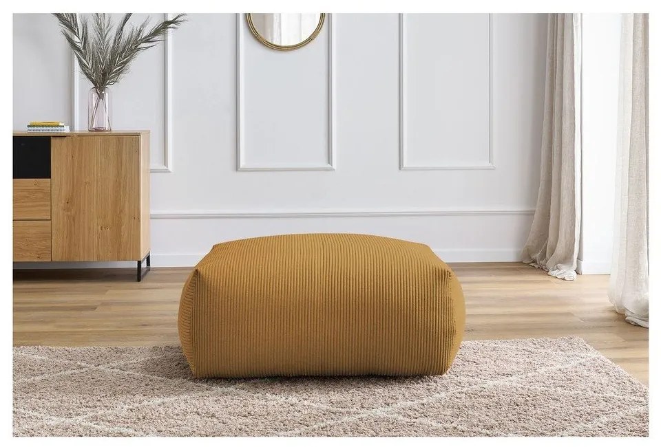 Poggiapiedi giallo con rivestimento in velluto a coste Voltaire – Bobochic Paris