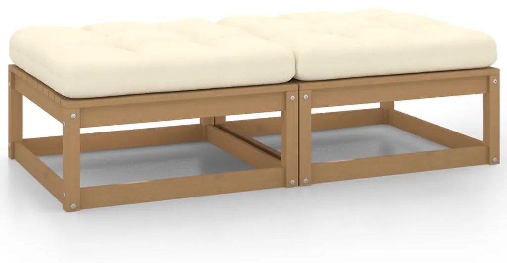 Poggiapiedi Da Giardino E Cuscini 2 Pz Marrone Ambra Legno Pino /