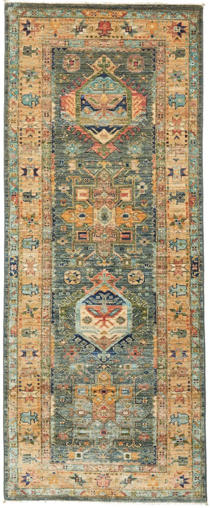 Samarkand Tappeto orientale 200x80 Verde (Pakistan) Annodato A Mano