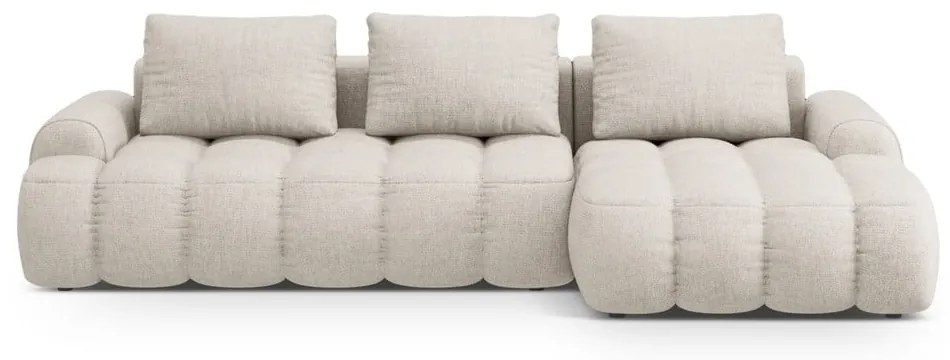 Divano angolare beige allungabile/con contenitore (con penisola a destra/con chaise lounge) Linz – Cosmopolitan Design