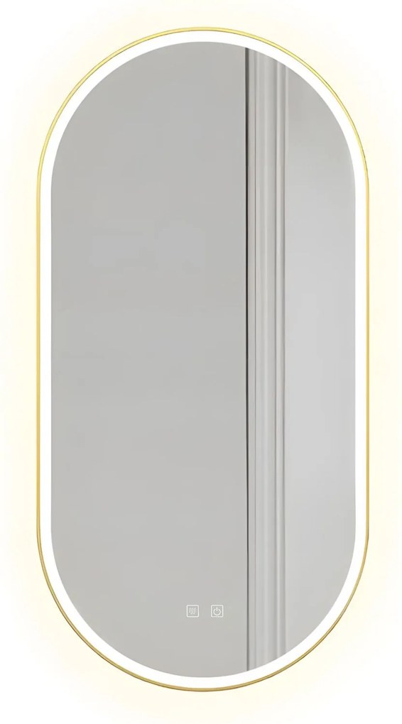 Specchio LED OVL 50x100cm Brush Gold