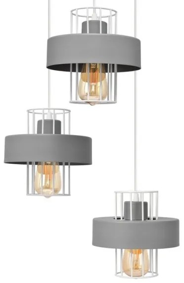 Lampadario a sospensione con filo VOLTA 3xE27/15W/230V diametro 42 cm grigio