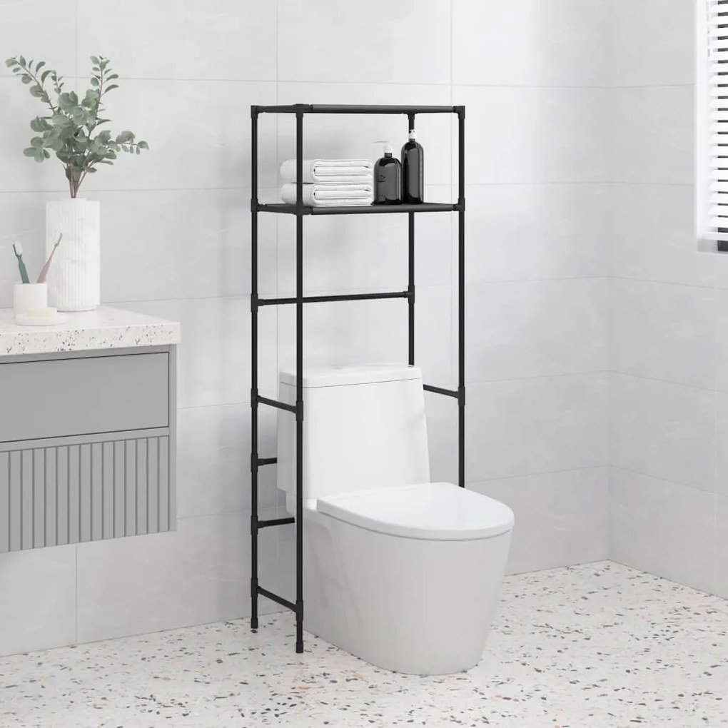 Rastrelliera Per Bagno A 2 Livelli Nera 53,5x28x143 Cm Ferro /