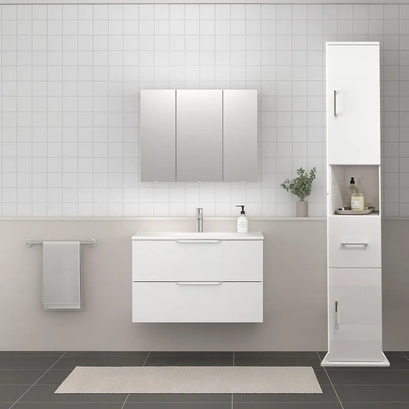 Colonna per mobile bagno Simona 1 cassetto 2 ante P 39 x L 39 x H 190 cm bianco pvc