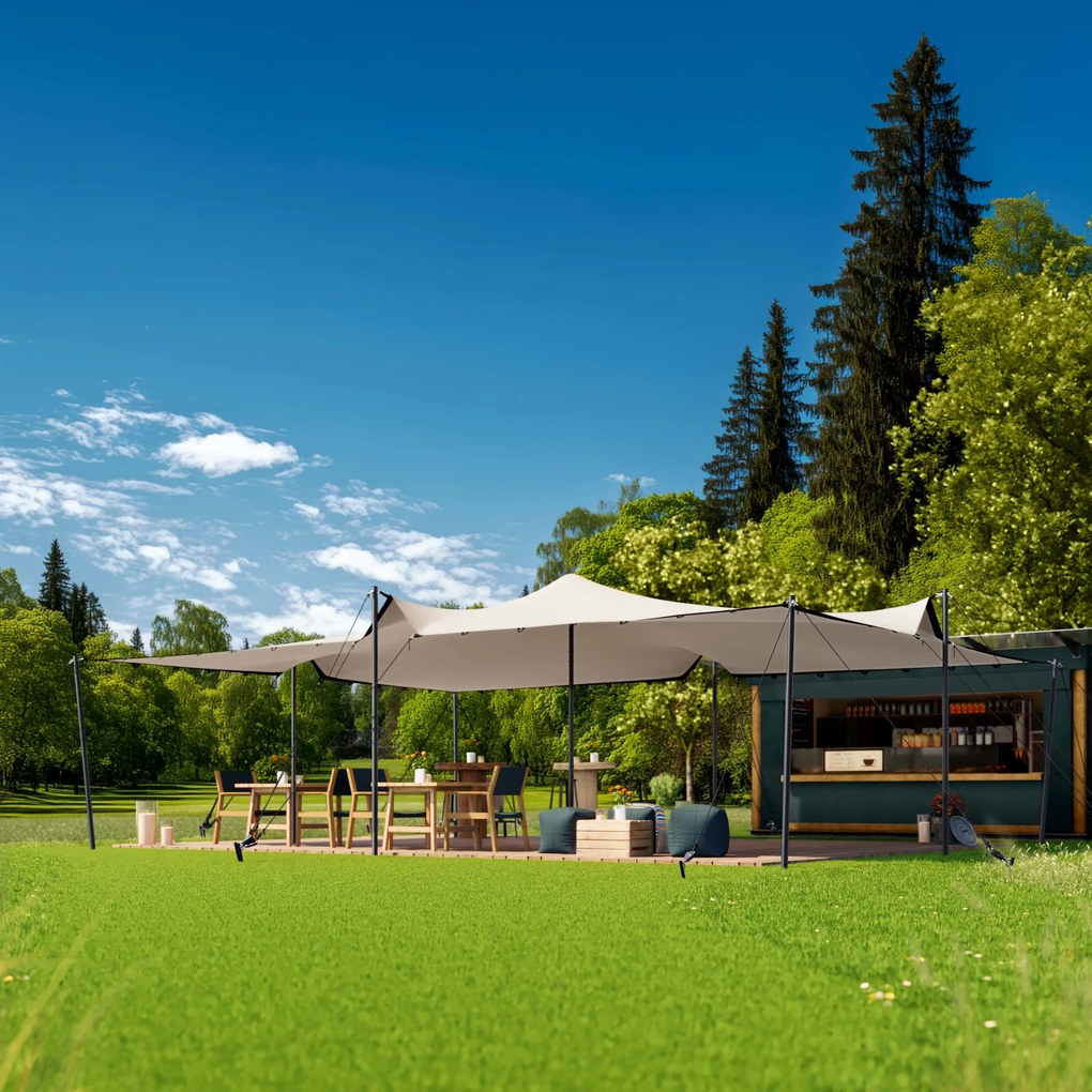 TOOLPORT Tenda stretch 6 x 8 m, set di pali in alluminio incluso, color sabbia - (1704)