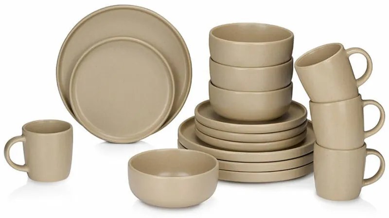 Black Friday OFFER - Servizio di Piatti Alpina Taupé Ceramica 16 Pezzi (4 Unità)