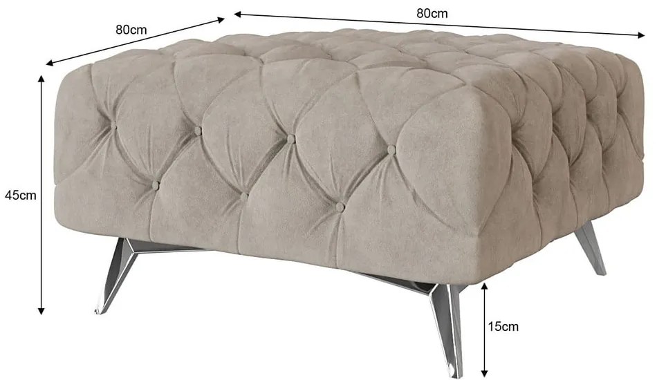 Poggiapiedi greige con rivestimento in velluto Chelsea – Ropez