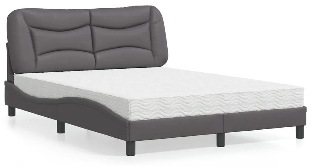 Letto Con Materasso Grigio 120x200 Cm İn Similpelle /