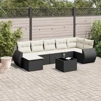 Set Divani da Giardino con Cuscini 8 pz Nero in Polyrattan 3221685