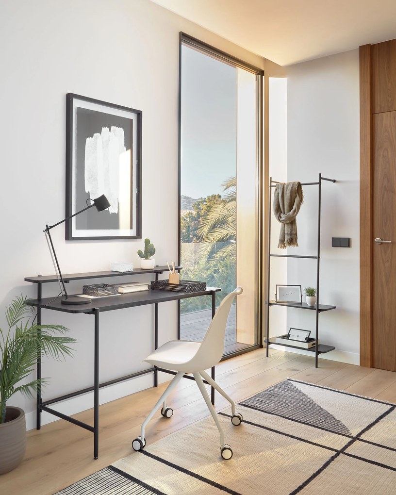 Kave Home - Stand appendiabiti Galatia in melamina e metallo con finitura verniciata nera 60 x 162 cm