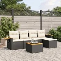 Set Divano da Giardino 6 pz con Cuscini Nero in Polyrattan 3259165