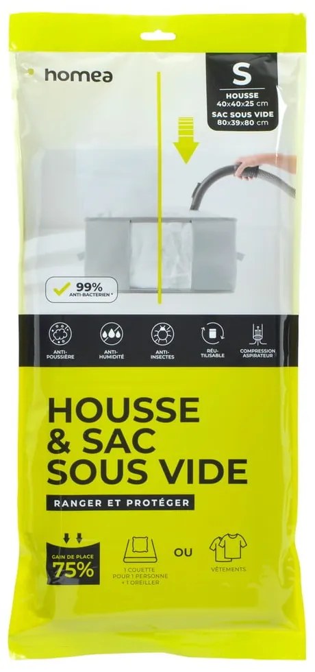 Organizer per vestiti sottovuoto in plastica 40x40x25 cm – Homéa