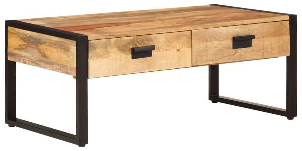 Tavolino Da Salotto 100x54x40 Cm Legno Massello Mango E Ferro /