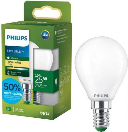 Lampadina LED ULTRAEFFICIENT Philips P45 E14/1,2W/230V 2700K
