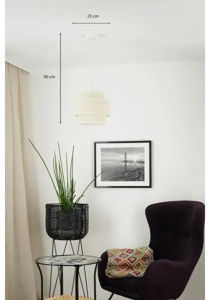 Brilagi - Lampadario a cavo SPACE YUTE 1xE27/15W/230V Ø 25 cm crema/bianco