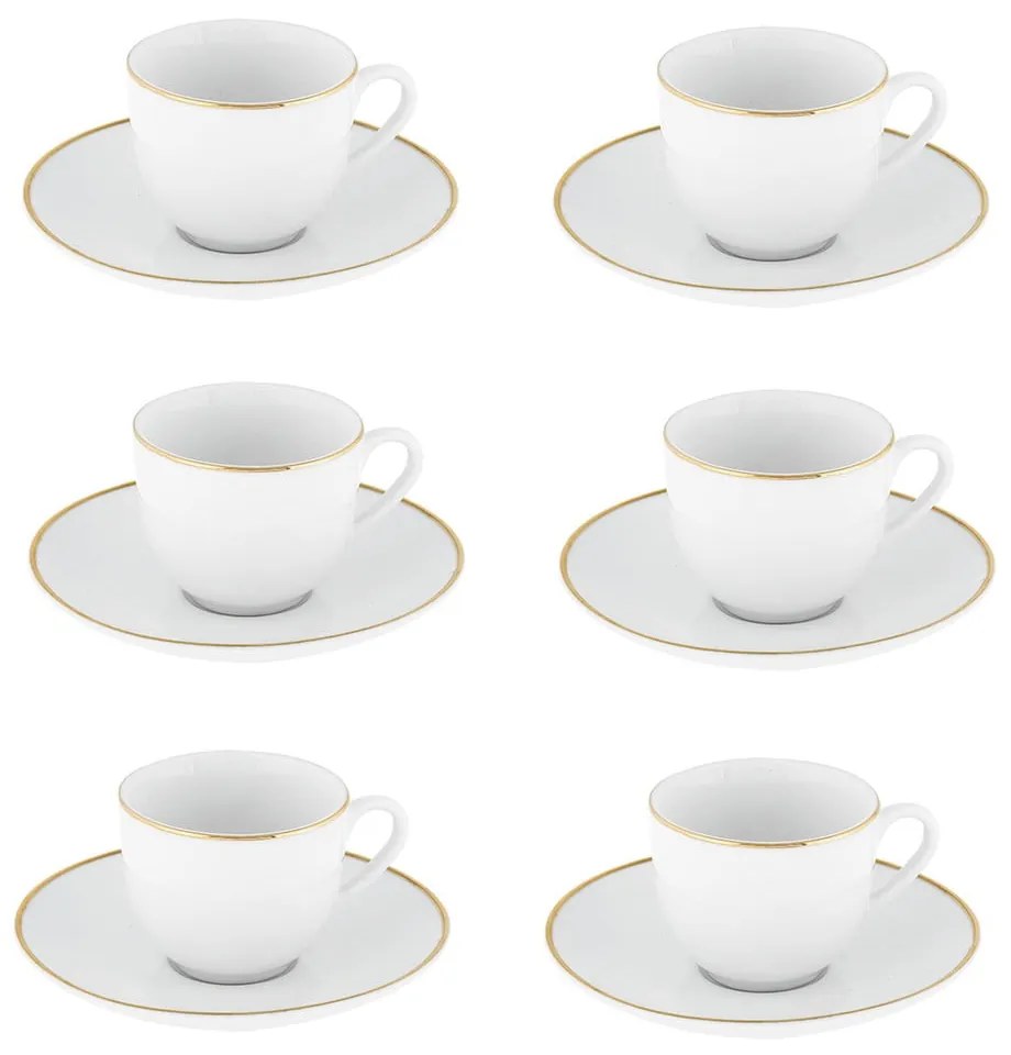 Set di 6 tazzine da caffè in porcellana bianco 100 ml Gold Chic - Villa Altachiara