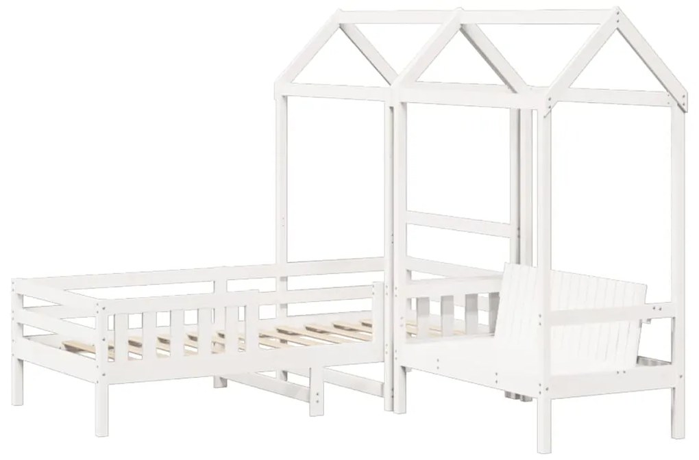 Giroletto con panca e tetto bianco 90x200 cm in legno di pino