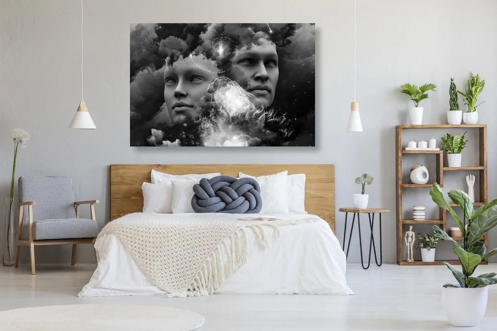 Quadro su tela – Mente virtuale in bianco e nero