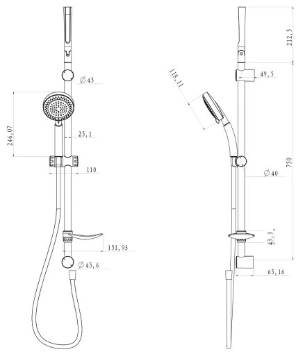 Aqualine - Set da doccia TILA cromo lucido