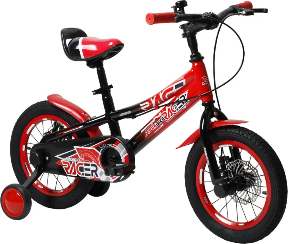 Bicicletta per Bambini 14" Freni a Disco Magik-Bike Racer Rosso...